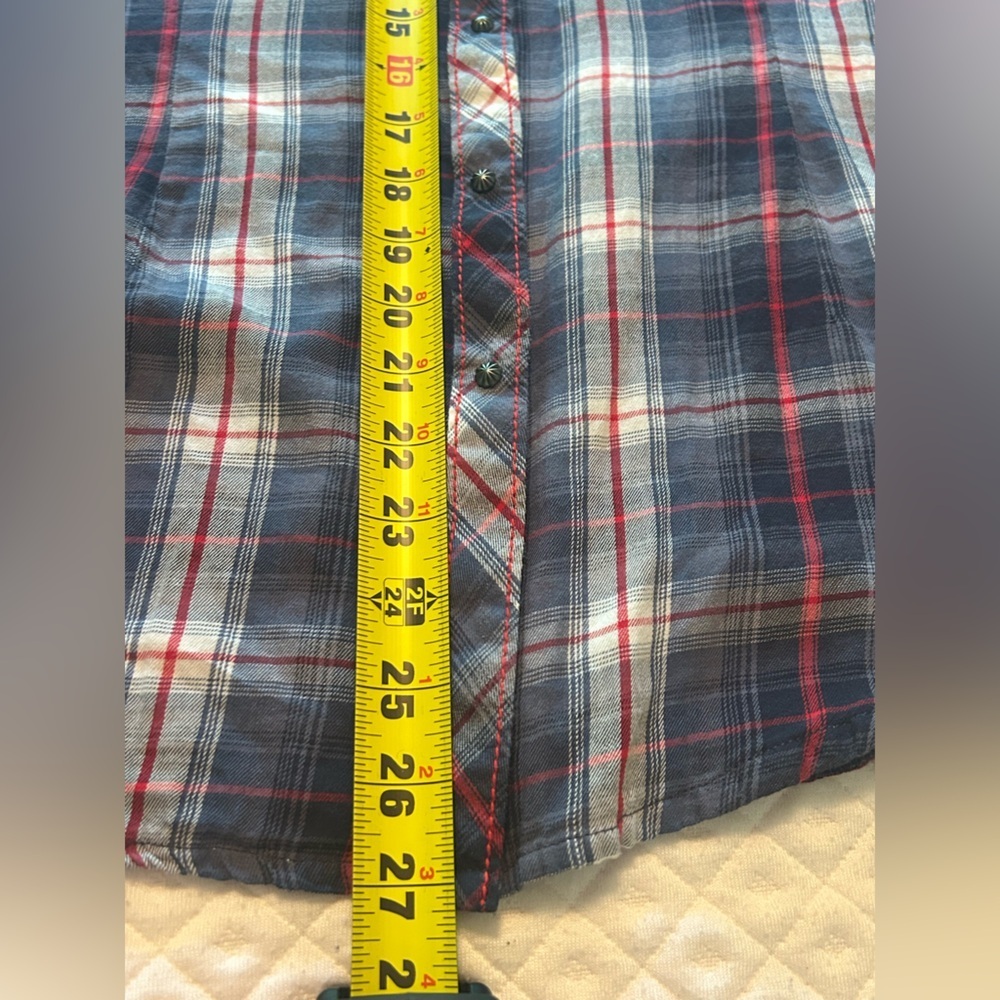 ARIAT Women Plaid Blue Red Cotton Button Up Size M Ranch Country Western Cowgirl - Picture 11 of 13